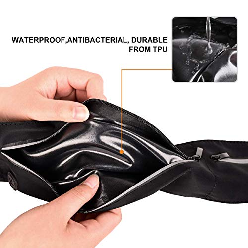 GUZACK Slim Running Belt for Phone 6.8'', Ultra Light Running Belts for Women/Men, Zipper Waterproof Running Waist Pack, Reflective Running Fanny Pack With 3 Separate pouch - color: Black
