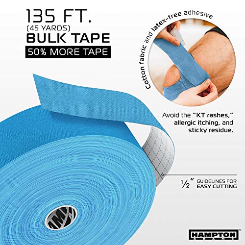 Hampton Adams Kinesiology Tape, Uncut Roll, Waterproof Muscle Support - color: Blue, size: 2in x 135ft (1 Roll)