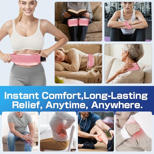 Ice Packs for Injuries Reusable 2-Pack Hot Cold Gel Pack with Strap Medium - color: Pink, size: Medium 10 x 5 Inch