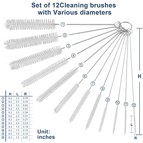 Ixiaoyoo 12 Pcs Straw Cleaner Brushes Set, 8.2 Inch Nylon Cleaning Brush - color: 8.2 Inch White