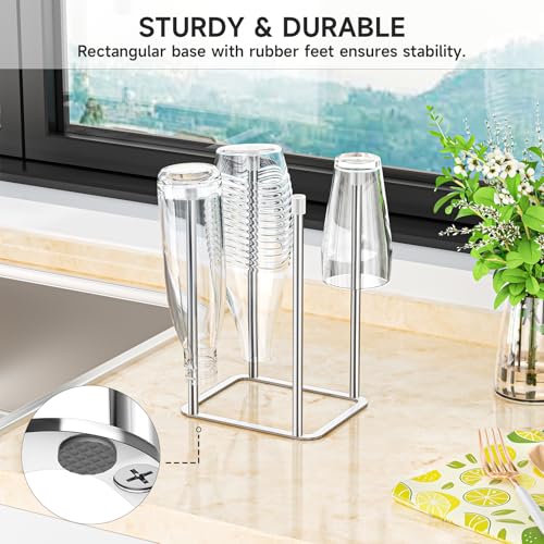 Water Bottle Drying Rack, Stainless Steel Bottle Dryer Rack, Baby Bottles Rack Dryer, Cup Drying Rack, Reusable Bag Drying Stand, Kitchen Stand Holder for Glass Bottles, Plastic Bag (Silver) - color: Silver, size: Small