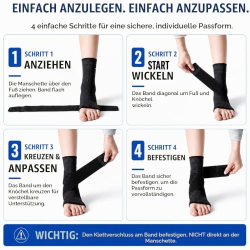 ABIRAM Ankle Brace Compression Sleeve with Adjustable Support Strap - color: Black, size: XX-Large