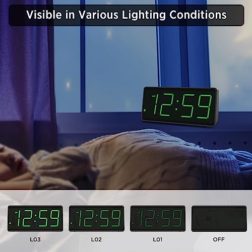 Peakeep Battery Operated Digital Alarm Clock for Bedrooms Big Numbers - color: Green Digits