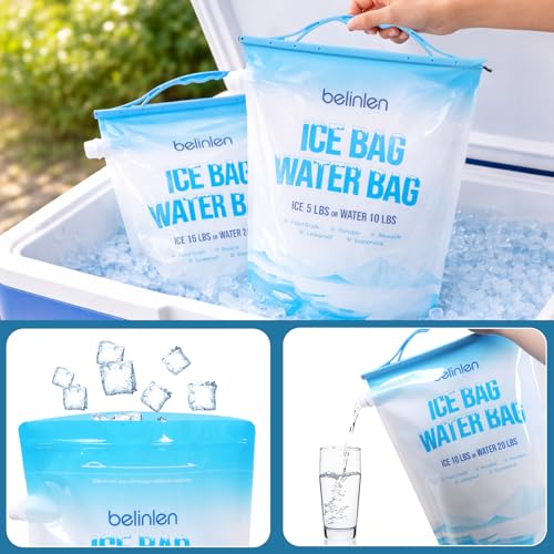 6 Pack Reusable Ice Bags for Cooler 5lb / 10lb Cooler Ice Cube Bag - size: 10lb/6Pack