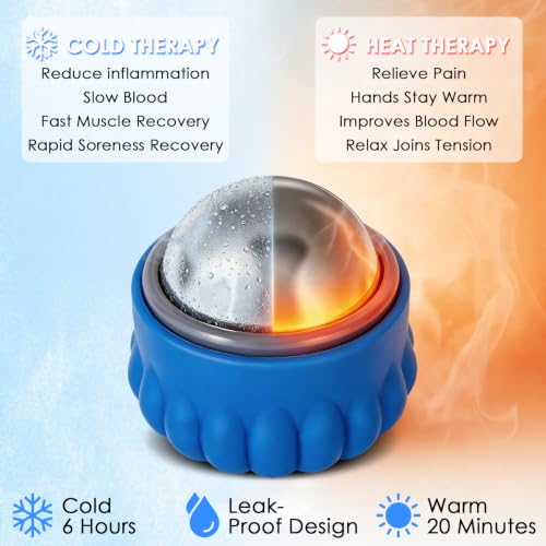 Massage Ice Roller Ball Cold & Heat Therapy Pain Relief Myofascial Release - color: Blue