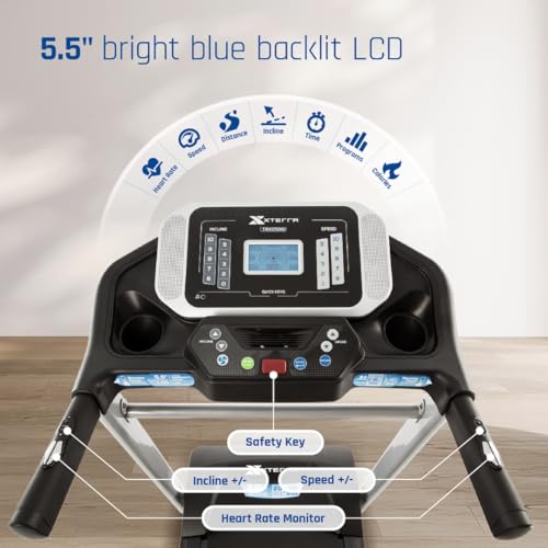 Xterra Fitness Sport Series Premium Folding Smart Treadmill, Handlebar Speed and Incline Controls, Large XTRASoft Cushioned Running Deck, Built-in FTMS-Enabled Bluetooth with XF Connect Fitness App - style: TRX2500