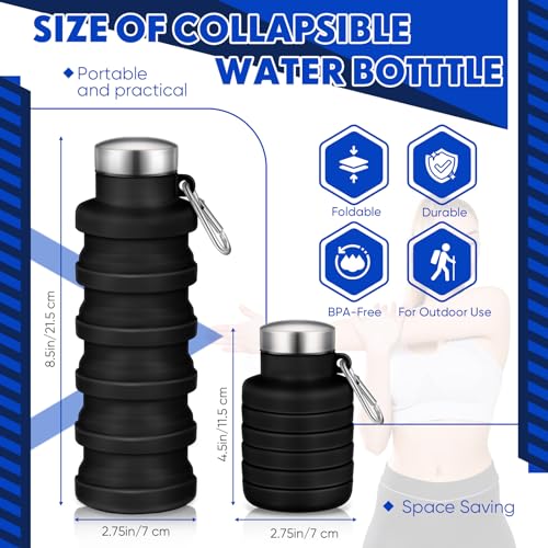 Baderke Collapsible Water Bottle 17oz Silicone with Buckle, Black - color: Black