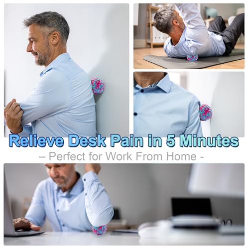 Deep Tissue Massage Ball for Exercise & Recovery - SGS Certification - Targets Back, Shoulder, Legs&Feet - Relieves Muscle Knots, Joint Pain&Tightness, Pressure Point Therapy- Myofascial Release Ball - color: Blue&pink, size: 1-Pack | 2.8-inch
