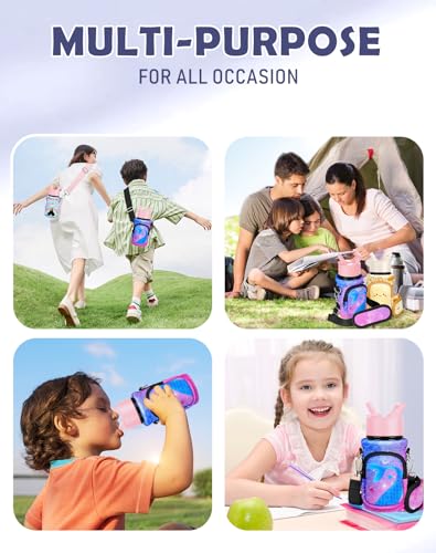 Miss Adola Kids Water Bottle Carrier, 10-18 Oz - color: Purple Fishtail