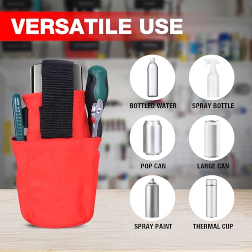 Spray Can Holder, Waterproof Spray Paint Can Holster, Heavy-Duty Spray Bottle Tool Belt Clip with Storage Pockets for Construction, Painting & Land Surveying, Red (Without Zipper)