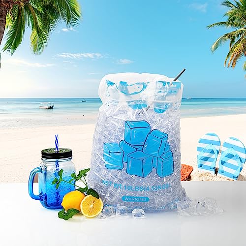 100 PACK 10 lb. Drawstring Ice Bags 12 x 21 Inch Heavy-Duty - style: 12x21inch(100pack)Cotton Drawstring-Ice Cube Pattern