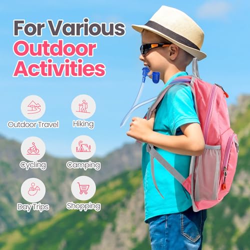 Shinylin Kids Hydration Backpack with 1.5L Water Bladder Hiking Backpack Lightweight for Boys or Girls Children Biking Climbing Running Cycling - color: Pink, style: Classic