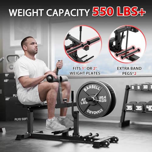 GMWD Adjustable Seated Calf Raise Machine with Band Pegs for Leg Training and Exercise - Home Gym Equipment - color: Black