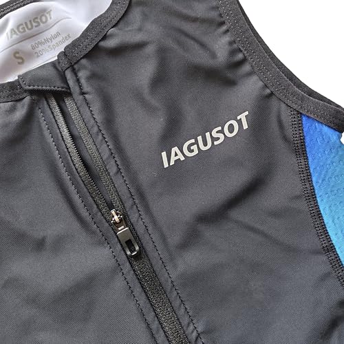 Boys Triathlon Suit Youth Racing Tri Skin Suit for Cycling Swim Run - color: Black/Blue, size: X-Large