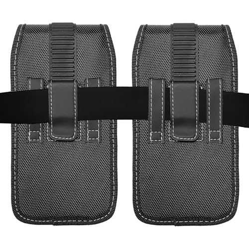 Nylon Cellphone Holster for Cricket Magic 2 5G, Motivate Max, TCL 40 50 60 XE XL Samsung S22 S23 S24 S25 Ultra Vertical Case Canvas Waist Carrying Pouch with Belt Clip/Loops, Black - size: Large