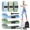 HIMESPORNER 9 PCS Fabric Resistance Bands Set for Working Out - color: Blue and Green