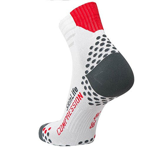 Compression Ankle Socks for Running - Moisture Wicking, Dot Padding - color: 1 Pair - White/Red, size: Medium