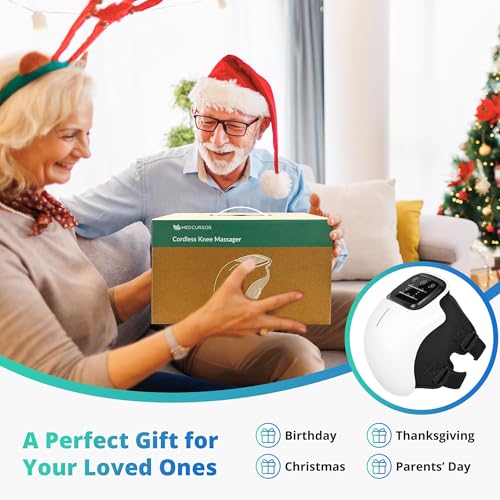 Medcursor Knee Massager, Cordless Heated Knee Massager with 3 Heating Levels, 3 Vibration Modes, LED Screen & Adjustable Straps, Massage with Heat for Relief