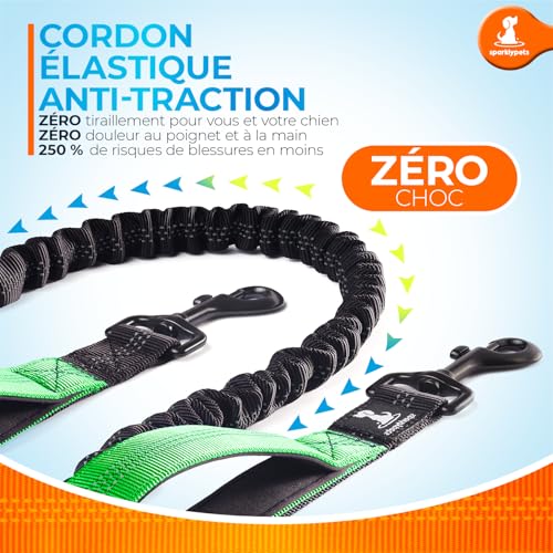 SparklyPets Hands Free Dog Leash, Medium & Large Breeds (Green, 1 Dog) - color: Green, size: 1 dog M/L