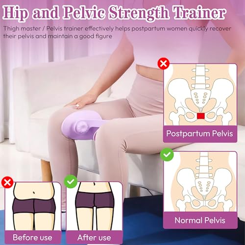 Thigh Hip Trainer Kegel Exerciser, Pelvic Floor Exercise Devices, Inner Thigh Exerciser for Women Men, Thigh Exercise Equipment - color: Purple