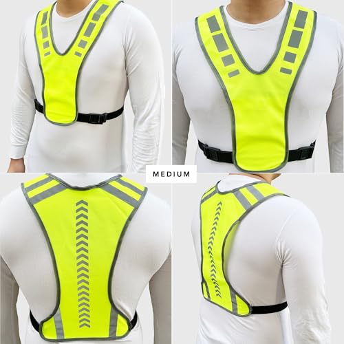 MaximalPower Reflective Safety Vest for Fitness Walking at Night - style: 1x Medium Vest & 2x Arm Bands