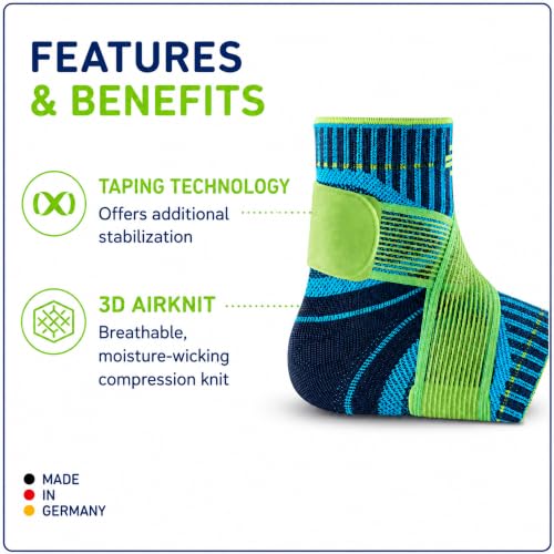 Bauerfeind Sports Ankle Support - Ankle Brace for Stabilization & Protection - Figure-8 Taping Strap - Targeted Compression - Lightweight & Durable (Rivera, Large/Right) - color: Rivera, size: Large/Right