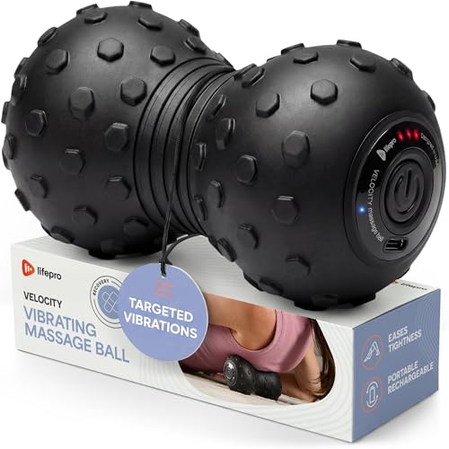 LifePro Velocity Vibrating Peanut Massage Ball with 4-Speed Vibration Modes - color: Black