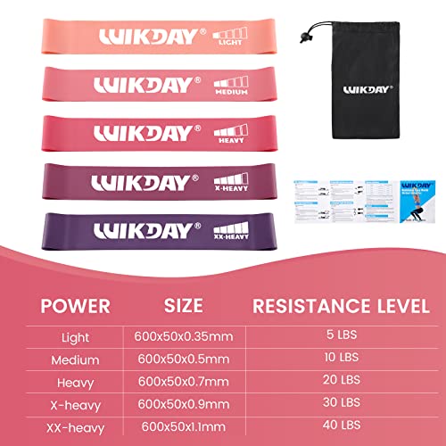WIKDAY Heavy Exercise Bands Set with Door Anchor Mini Resistance Bands Total 10PCS, Pull Up Assistance Bands, Workout Bands,Elastic Bands for Body Stretching Crossfit Training at Home/Gym Men & Women