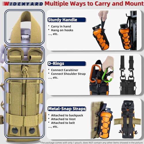 Molle Water Bottle Holder Pouch, 16-77oz Adjustable Capacity - color: Brown, size: Basic