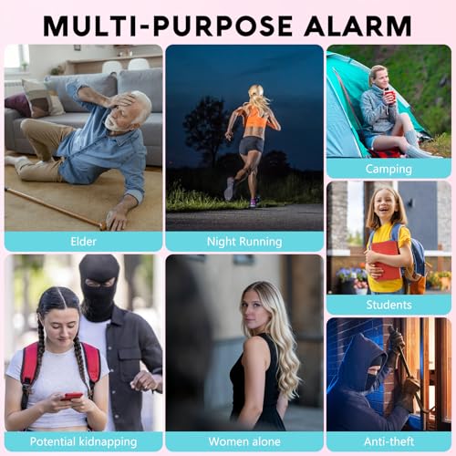 Personal Safety Alarm for Women, Rechargeable 135dB Siren with Flashing Light, Anti-Loss Locking Pin, Keychain SOS Alarm Works with Apple Find My, Kids, Seniors, Night Runners, iOS Only, White