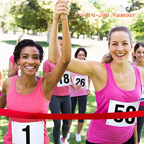 Running Race Bibs Large Numbers with Safety Pins for Marathon Race Events- Tyvek Tearproof Waterproof - color: 1-200 Numbers