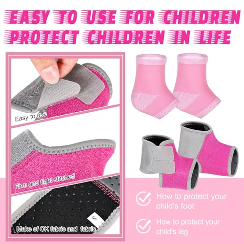 Tarpop 2 Pairs Kids Ankle Brace, Compression Sleeves, M+S, Pink - color: Pink, size: Small,Medium
