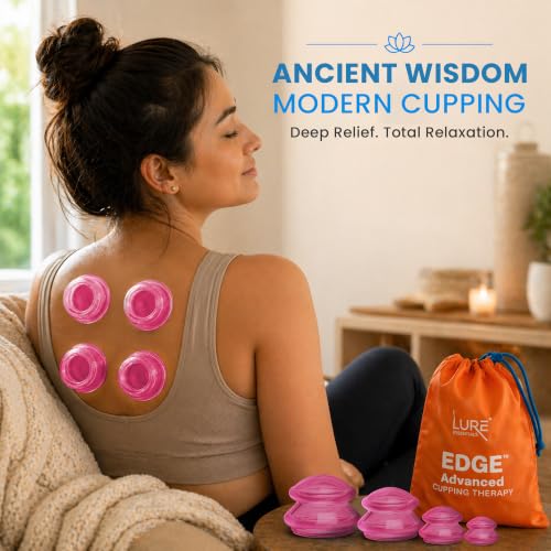 Silicone Cupping Set, Cupping Kit for Massage Therapy and Cellulite, 4 Cups - color: Pink, size: 4 Count
