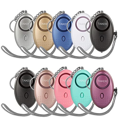 Personal Alarm for Women, 10Pcs 140dB Self Defense Keychain LED Light - color: Colorful