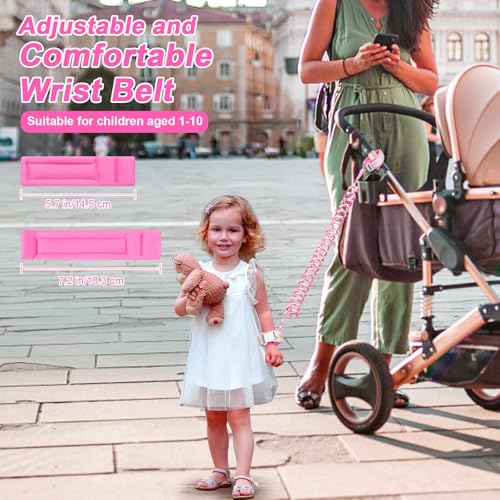Accmor Anti Lost Wrist Link with Induction Lock, Upgraded Toddler Leash, Reflective Kids Wrist Leash for Baby, Child Walking Wristband Leashes with Magnetic Unlock Design for Girls, Rose (6.5ft) - color: Rose Pink