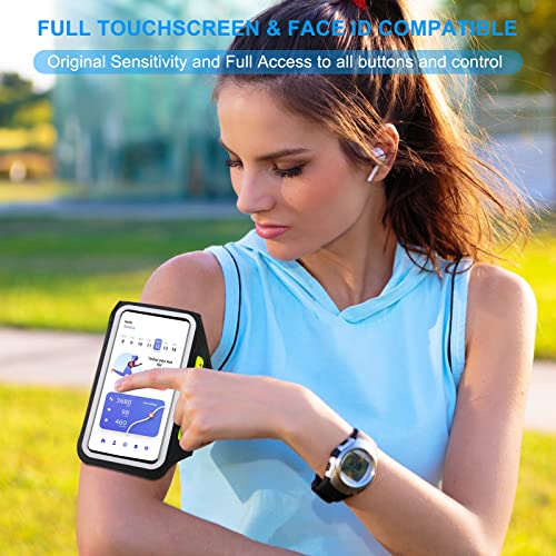Phone Armband for Running Cell Phone Armband with Zipper Pocket for Earbuds Car Keys, Water Resistant Sport Arm Band for iPhone 17 16 15 12 11 Pro Galaxy S24 S20 Fit Up to 6.7'' with Phone Case