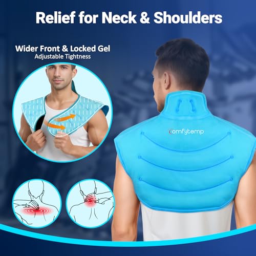Comfytemp Large Ice Pack for Neck Shoulders Upper Back Pain Relief - color: Blue, size: Large