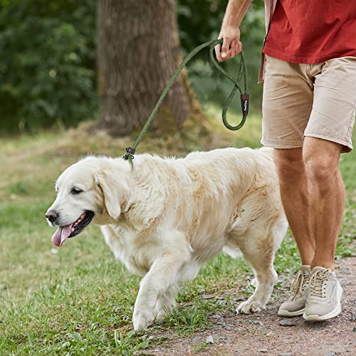 PetiFine Slip Lead Dog Leash Reflective, 6FT x 1/2" Heavy Duty Slip Leash - color: Green, size: 1/2" x 6 FT