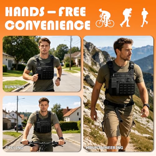 KINGSLONG Running Vest, Chest Bag for Men, Chest Pack, Hiking (B-Black) - color: B-Black