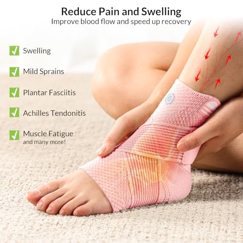 ZOELION Ankle Brace Compression Support with Removable Fishnet Strap, 3D Knit Plantar Fasciitis Relief Achilles Tendonitis Brace, Ankle Compression Sleeve for Pain Relief & Injury Healing, Pink/S - color: Pink（Pack of 1）