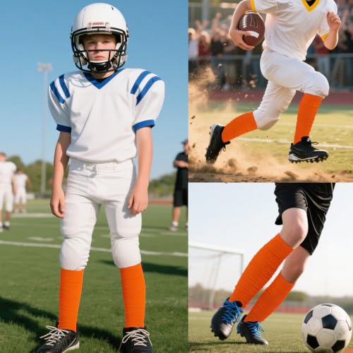 Dxhycc 2 Pairs Scrunch Football Socks Athletic Football Leg Sleeves - color: Orange