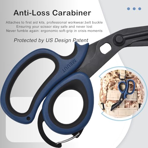MEUUT Trauma Shears with Carabiner 7.5 Inch 2-Pack Medical Scissors - color: Navy/Black+navy/Black