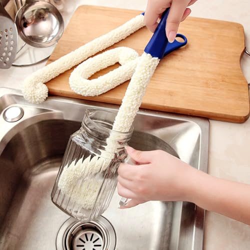 KUWAN Flexible Bottle Cleaning Brush Multi-Function Household Tools Scourer - color: Long-3pcs