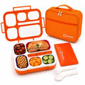 kinsho Bento Lunch Box, Ice Pack Insulated Bag for Kids Boys Teens, Orange - color: Orange