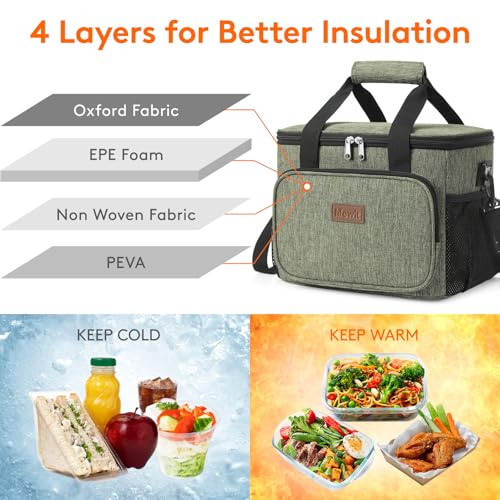 Lifewit Insulated Lunch Box for Men, Lunch Bag Cooler Women, 24-Can 15L - color: Dark Green, size: Large(15L)