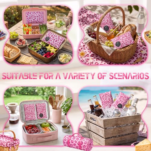VIHOSE 2 Pcs Ice Packs for Lunch Box Bag - color: Pink, style: Leopard Print