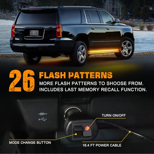 XRIDONSEN 2PCS 70 inch Running Board Light Strip Amber Strobe Lights - color: Amber