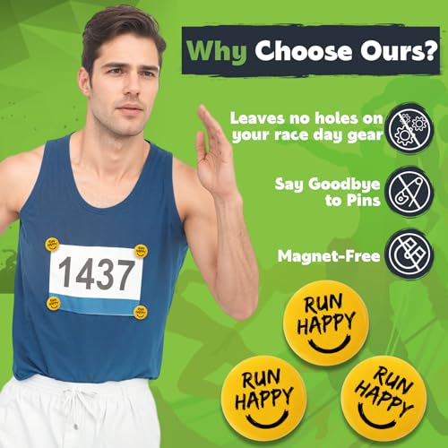 Suncalla 12pcs Race Bib Clips, Runner Race - color: Yellow, style: Smile