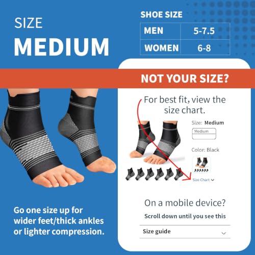 PAPLUS 6 Pairs Plantar Fasciitis Socks, Compression Socks with Arch Support - color: Black, size: Medium (6 Pair)