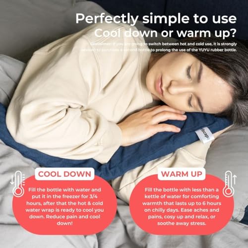 Ribcap Hot and Cold Water Wraps for Pain Relief | Navy Blue | Hot Water Bottle with Cover | Extensive Coverage | Hands Free Strap | Leak Proof - color: Navy Blue